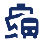 Icon mit einem Bus und einem Zug